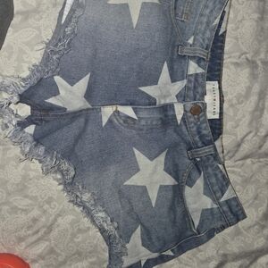 Y2K Toast Jeans Blue Star-Patterned Denim Shorts